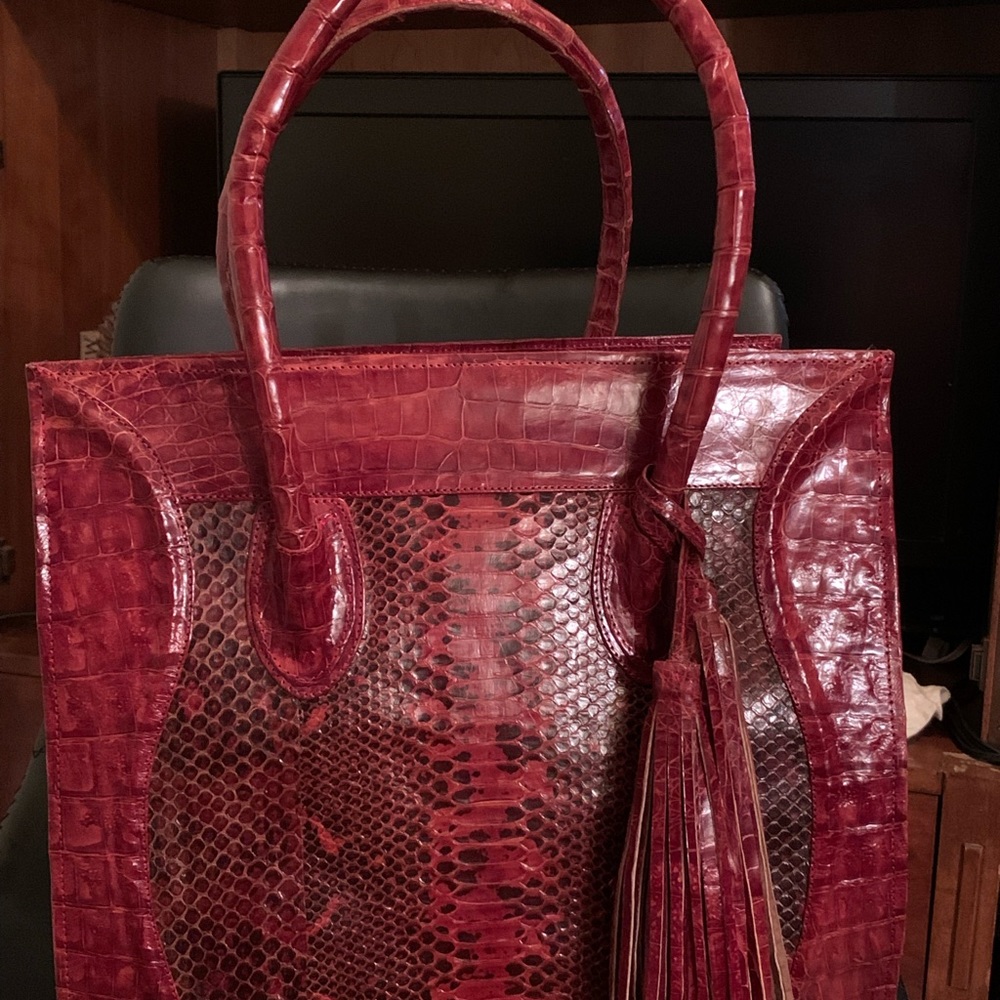 vintage red leather bag